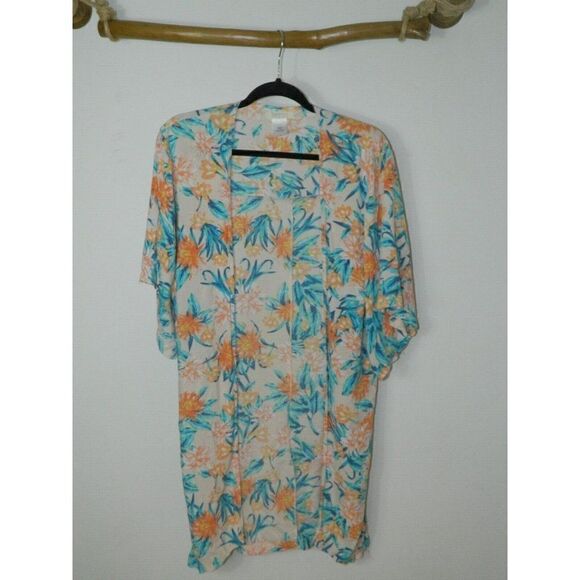 Tori Praver Beach Coverup‎ Swimwear Seafoam Peach Turquoise Floral Size XS/S - Picture 4 of 7
